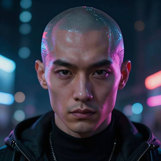 Futuristic Cyberpunk Bald Portrait