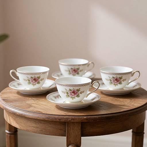 Elegant Porcelain Teacup on Antique Table
