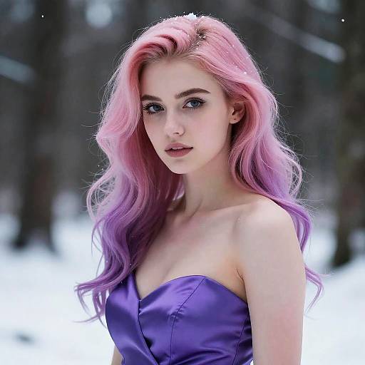 Elegant Foxie Girl in Winter Forest