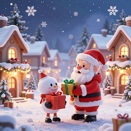 Festive Winter Village with Robot Santa