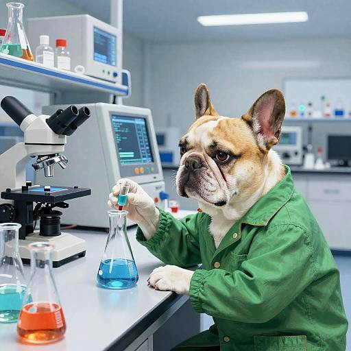French Bulldog Scientist in Lab Coat