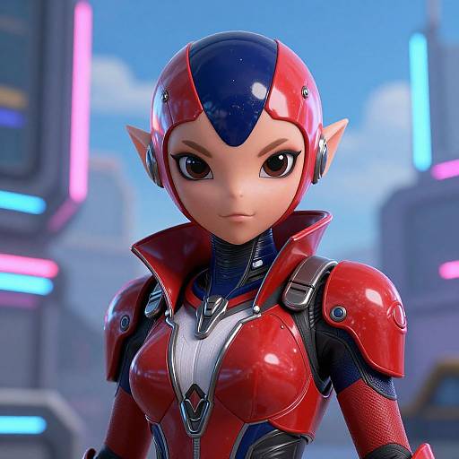 Kawaii Futuristic Alien in Neon City