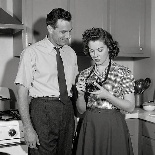 1940s Kitchen Portrait in Black and White