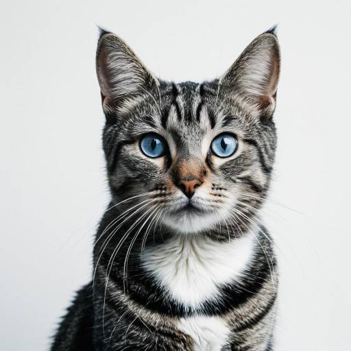 Close-up Portrait of Tabby Cat with Blue Eyes