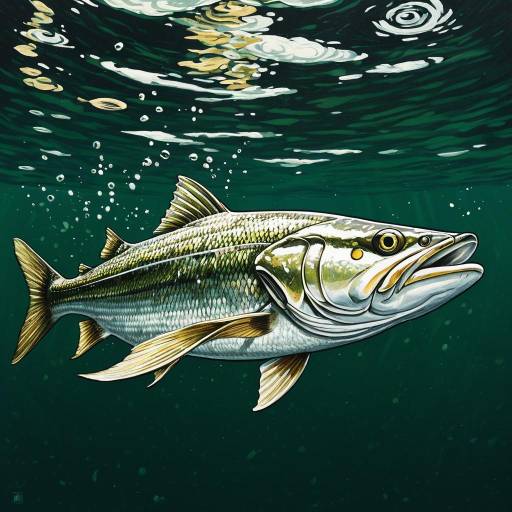 Detailed Digital Illustration of a Snook Fish Underwater