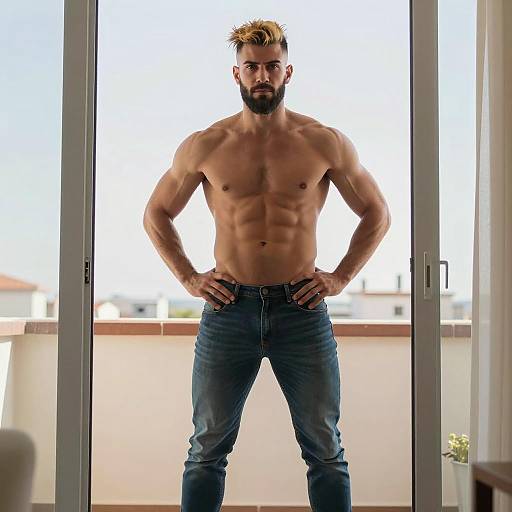 Fit Man Portrait in Bright Balcony Scene