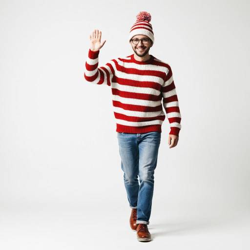 Cheerful Man in Striped Sweater