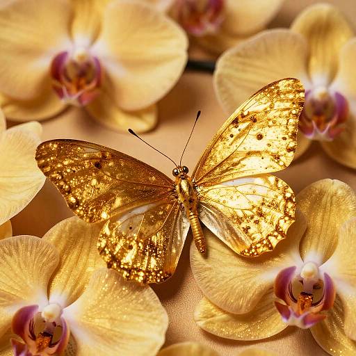 Majestic Golden Butterfly on Silk