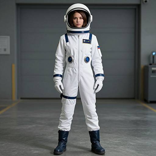 Astronaut Woman in Flight Suit Indoor
