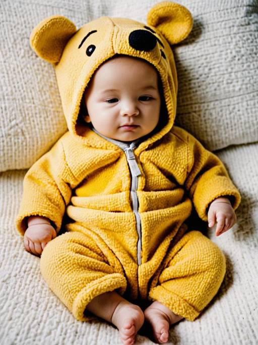 Adorable Newborn in Pooh Costume Photo