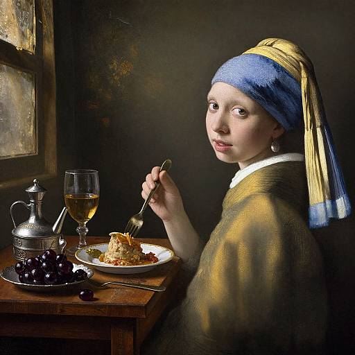 Vermeer-Inspired Woman with Still Life