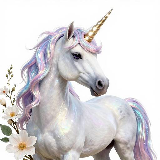 Iridescent Unicorn with Floral Frame