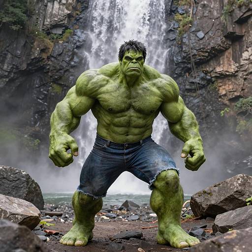 Photorealistic Hulk in Outdoor Action Pose