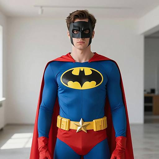 Young man in Batman superhero costume