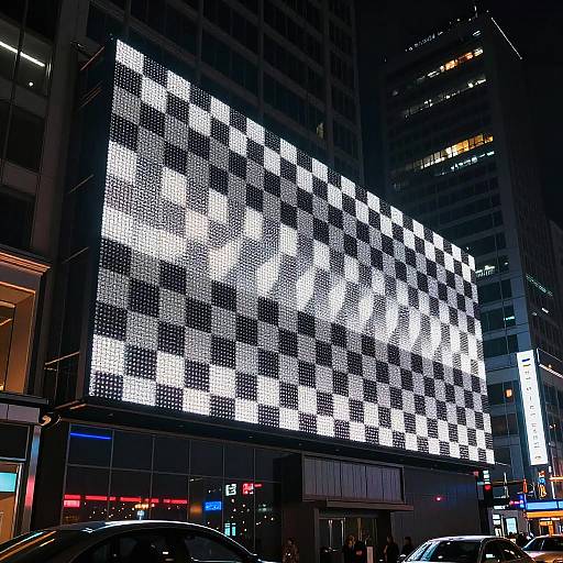 Futuristic Cityscape with Damier Billboards