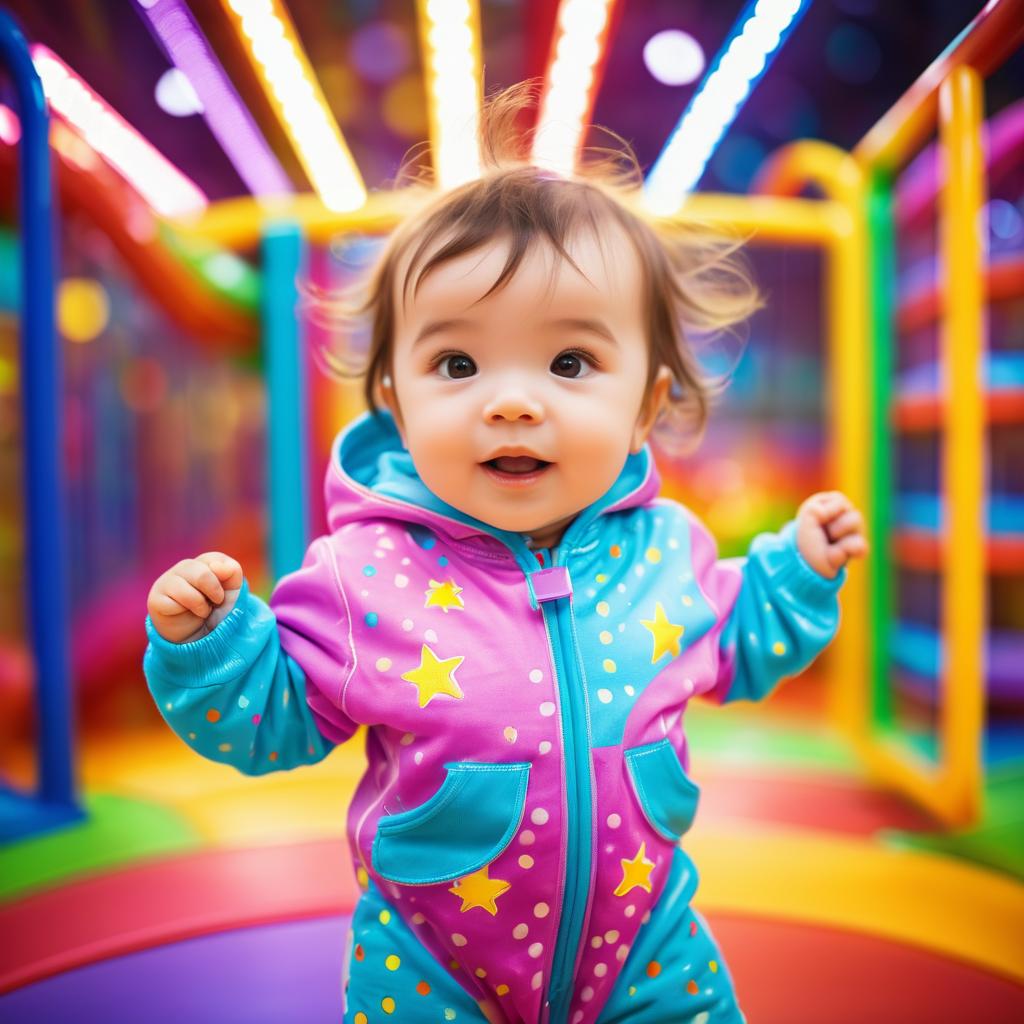 Vibrant Toddler in Playful Indoor Playground