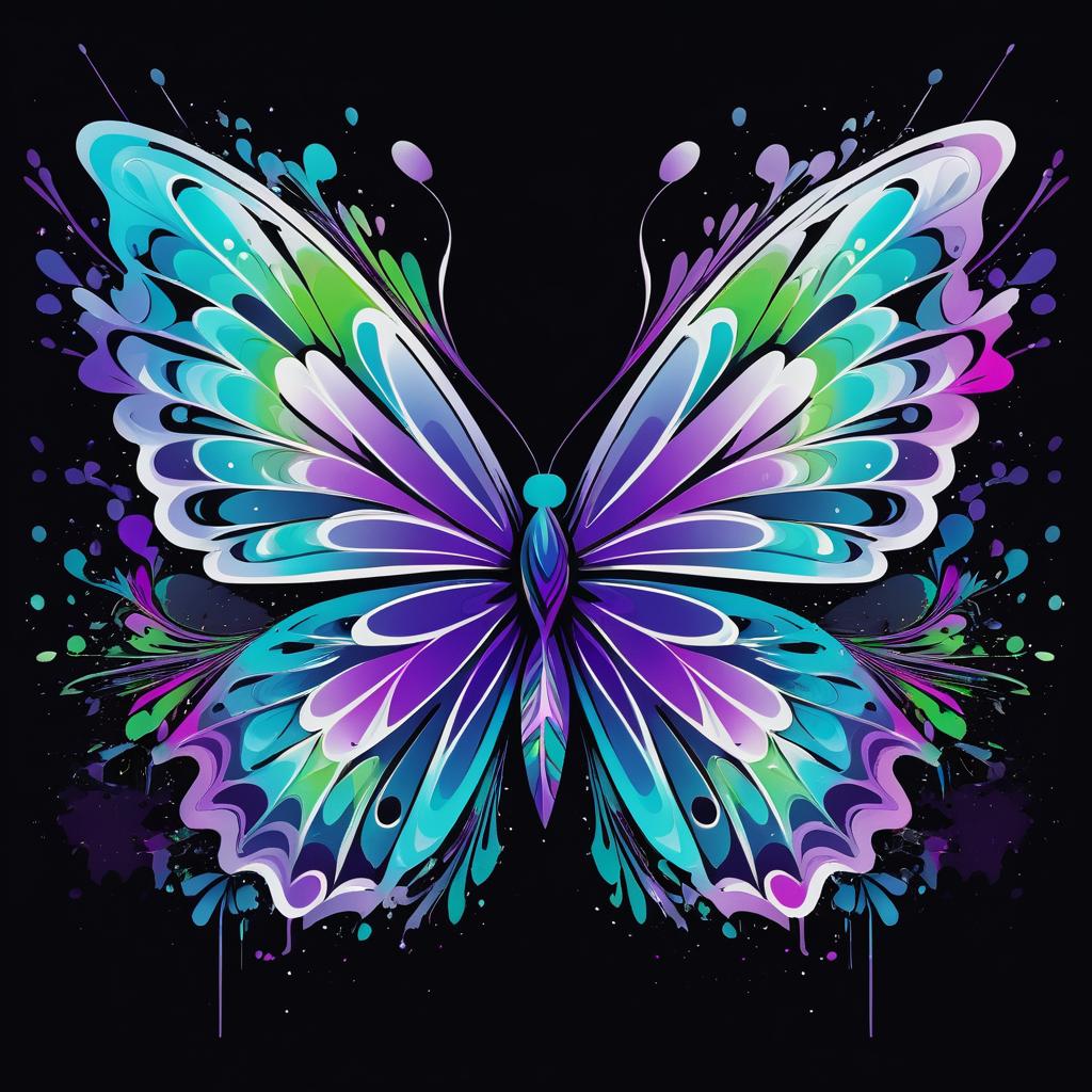 Vibrant Graffiti Butterfly T-Shirt Art