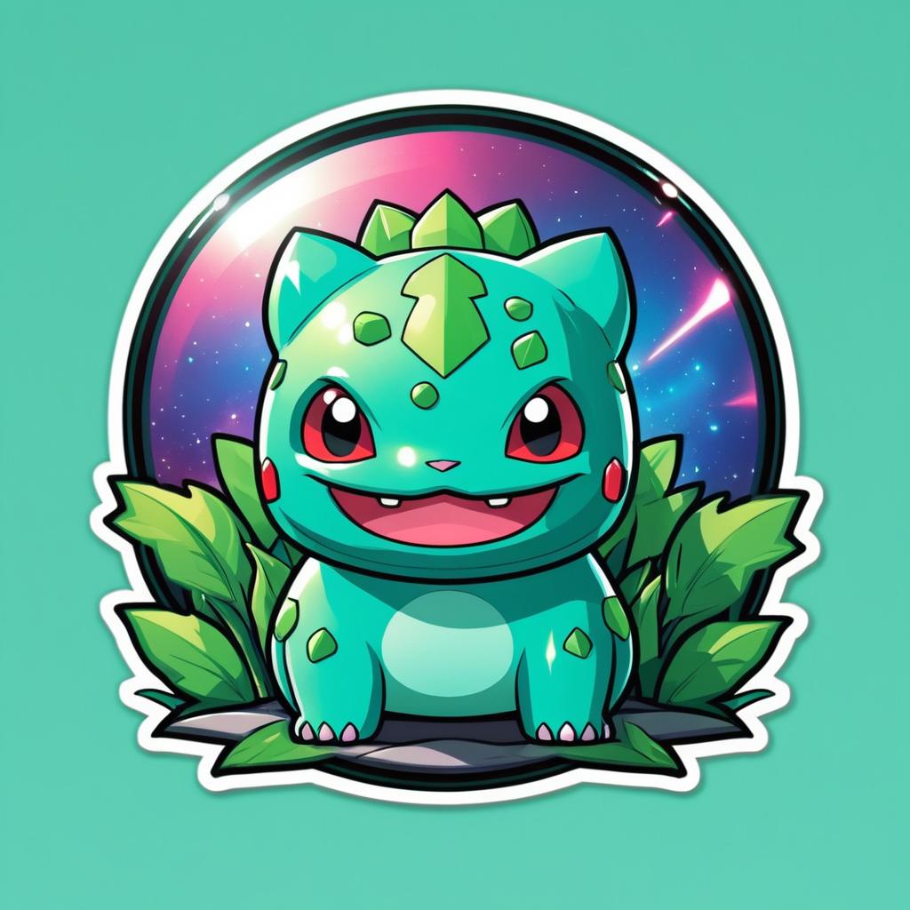 Adorable Bulbasaur Superhero Sticker Art