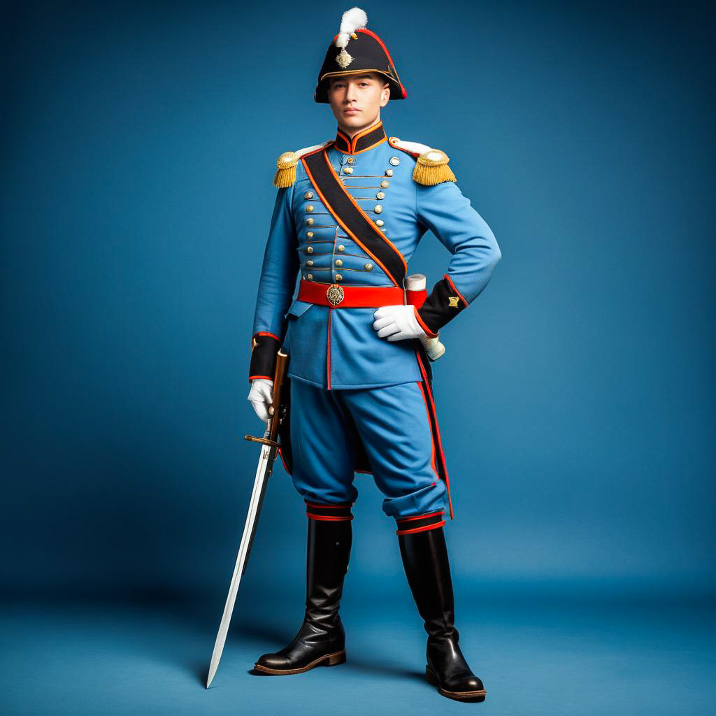 Proud Swiss Guardsman in Vintage Uniform