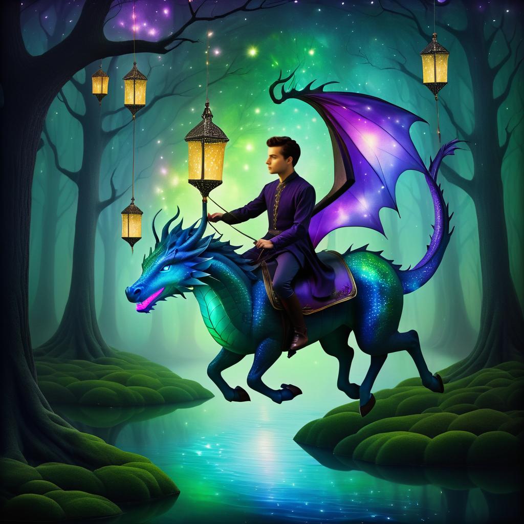 Luminous Dragon Ride in Mystic Forest