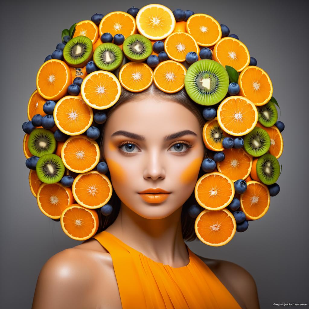 Fruit-Inspired Portrait of a Beautiful Girl