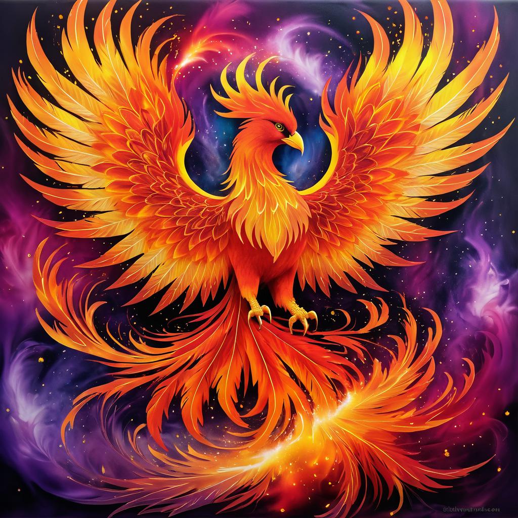 Ethereal Phoenix Rising at Dawn Artwork