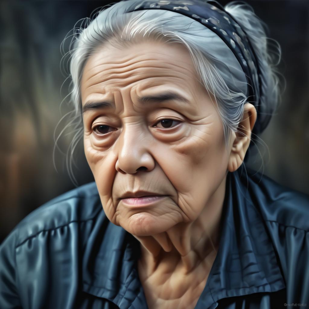 Emotional Portrait of a Sad Grandmother