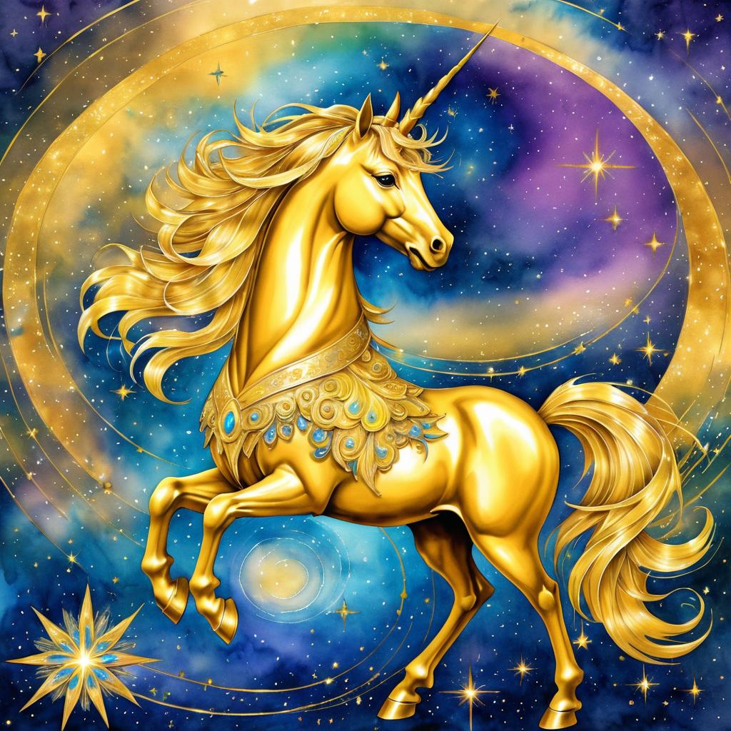 Celestial Dancing Unicorn in Vibrant Colors