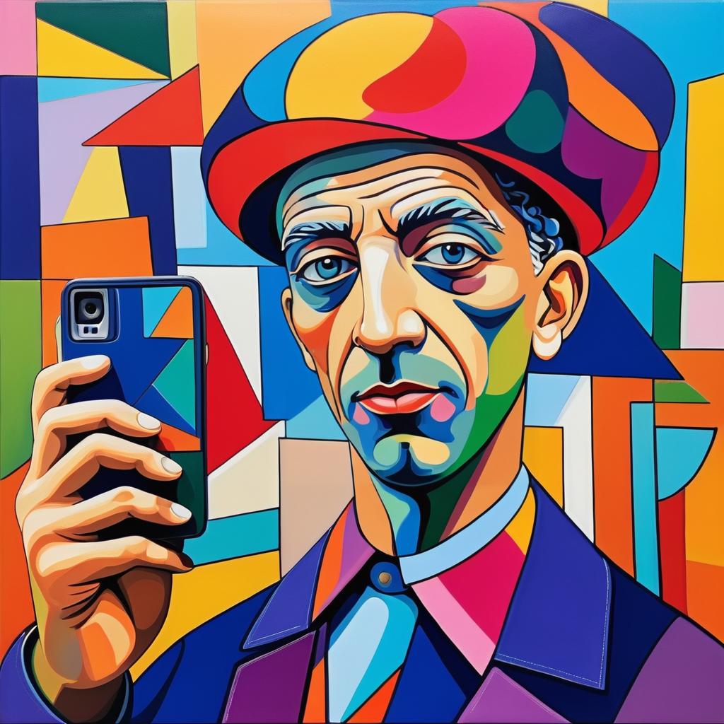 Picasso Selfie in Vibrant Modern Art