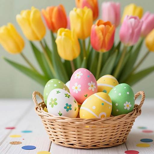 Festive Easter Basket with Tulips