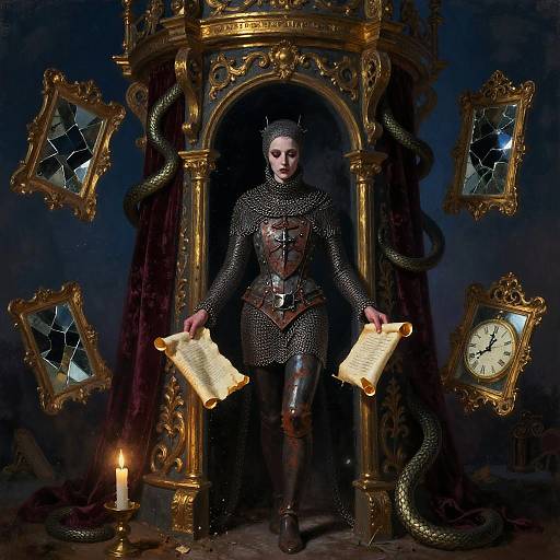 Melancholy Sorceress in Moonlit Turret