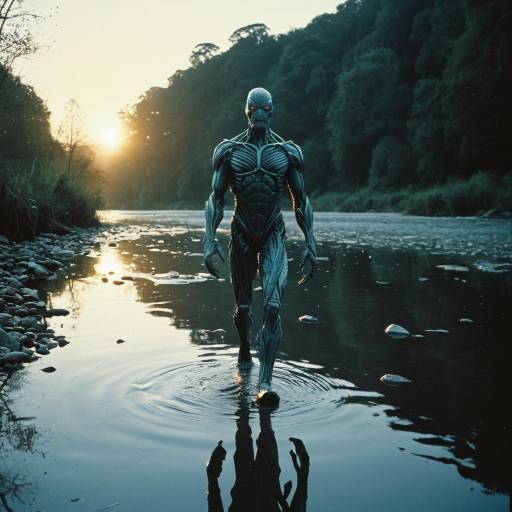 Crystal Mutant Walking through River at Sunrise