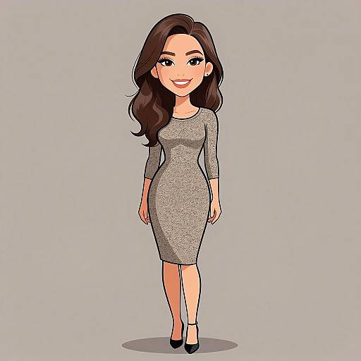 Smiling Woman in Classic Knit Dress