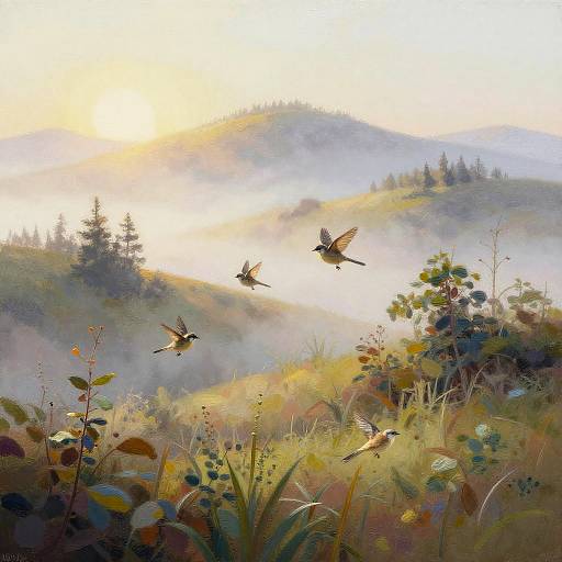 Misty Foothills at Sunrise