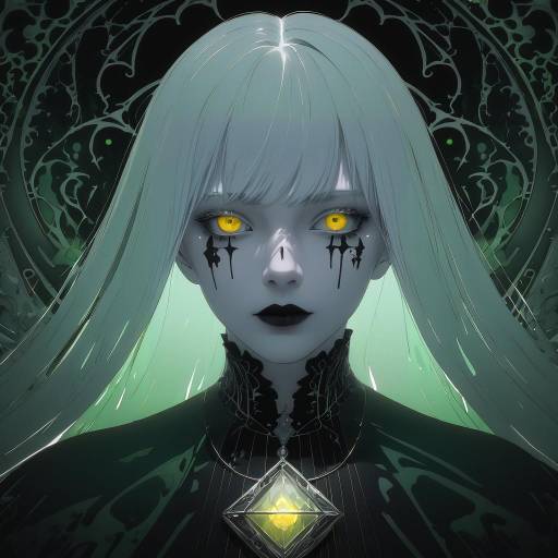 Mystical Anime Portrait of a Silver-Haired Woman