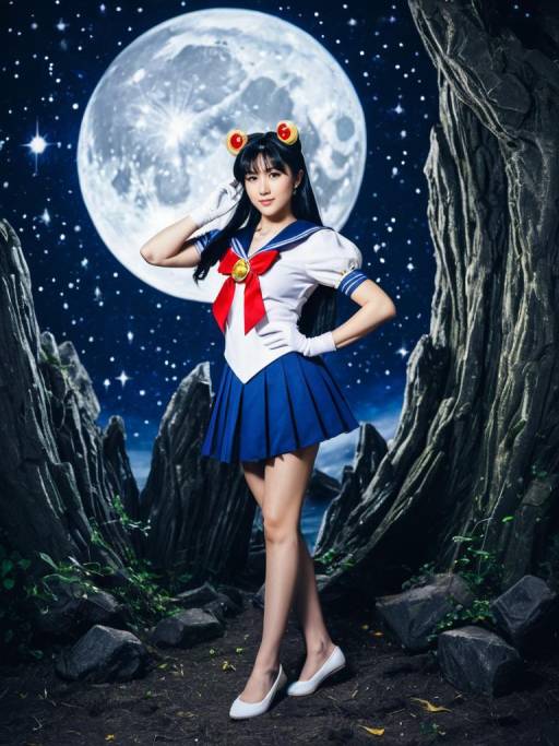 Woman in Sailor Moon Cosplay Costume