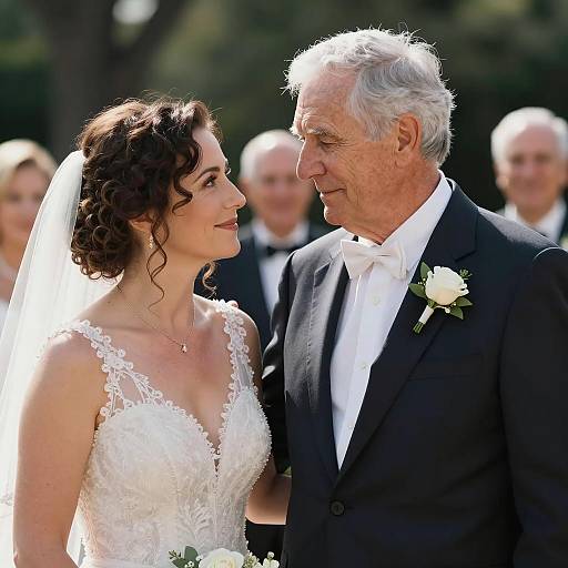 Bride and Elderly Groom Sharing a Moment