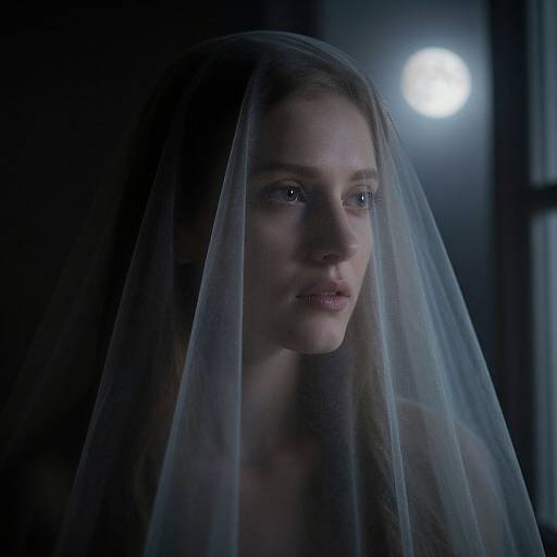 Moonlit Chiaroscuro Veiled Portrait