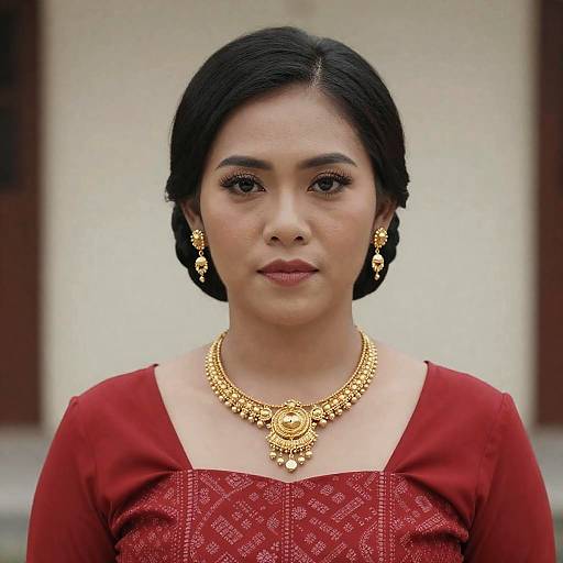 Traditional Philippine Woman in Red