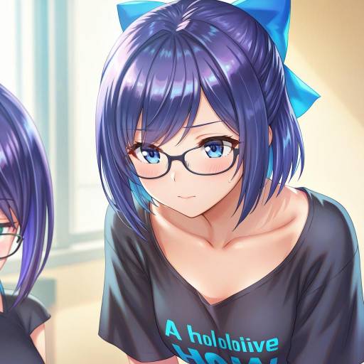 Illustration of A-chan (hololive), hololive in the style of Anbe yoshirou