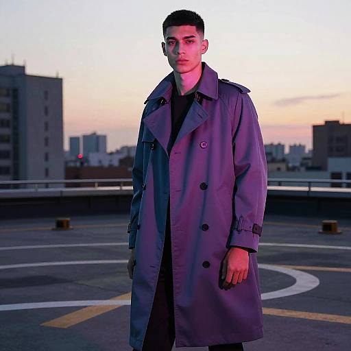 Male Drop Fade on Neon Rooftop