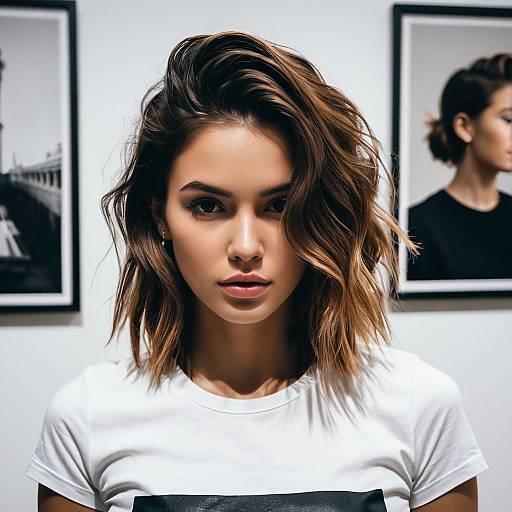 Female Model with Mid Fade Hairstyle in Art Gallery