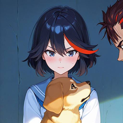 Illustration of Guts (kill la kill), kill la kill in the style of Hidari (left side)