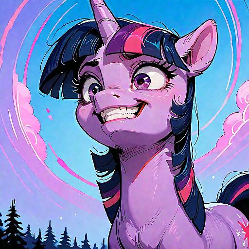 Feral Twilight Sparkle Portrait with Crazy Expression