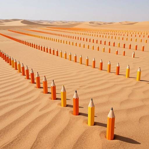 Surreal Desert of Vibrant Pencils