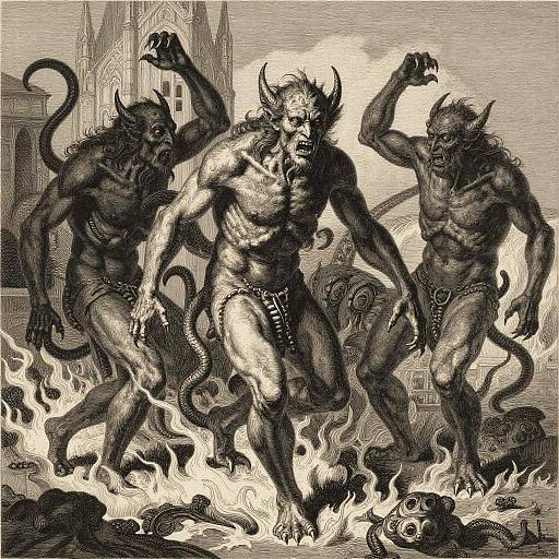 Gustave Dore Style Fiery Demonic Etching