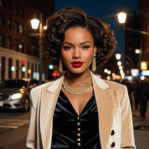 Elegant African-American Woman in Stylish Evening Outfit