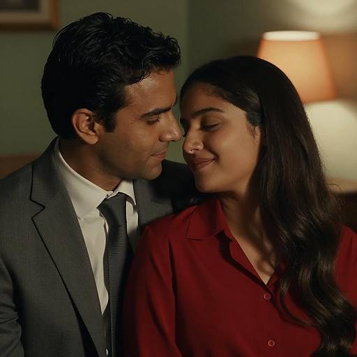 Intimate Couple Portrait in Dim Light