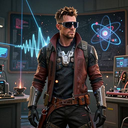 Cyberpunk Starlord in Futuristic Lab
