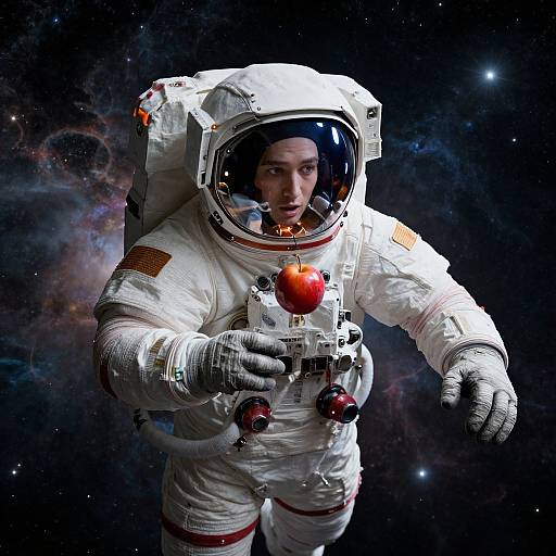 Surreal Astronaut Amidst Cosmic Nebulae